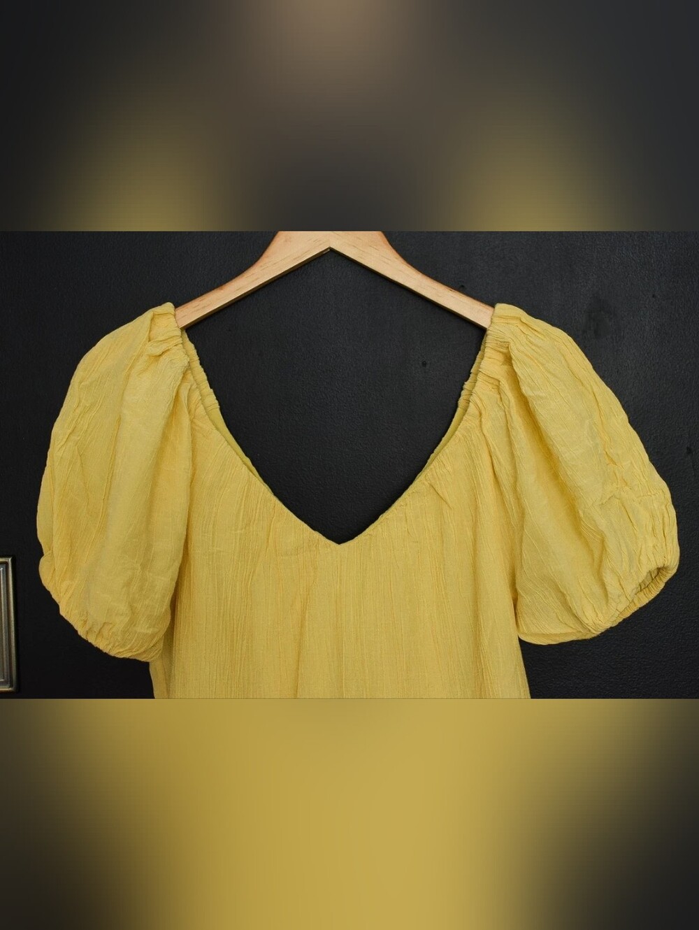 Rebecca Taylor Butter Yellow Silk Tiered Babydoll Mini Dress Puff Sleeve Size L - Picture 4 of 11